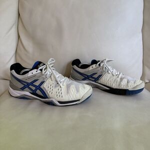 Asics Gel Resolution 6 sz 7.5 White/Gray/Blur Running Shoes Sneakers E500Y